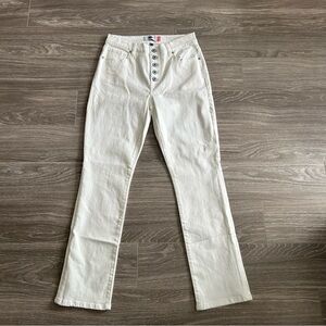 Cabi Button Fly Straight White Jeans Size 6 NEW